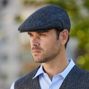 Donegal Herringbone Tweed Flat Cap 100% Wool